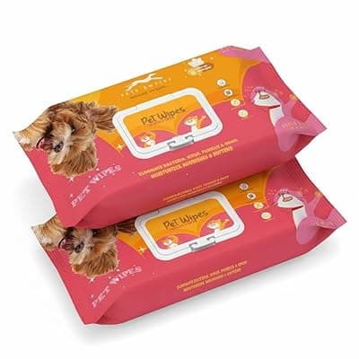 PETS EMPIRE Pet Wet Wipes, 160 Count Anti-Bacterial Cat & Dog Wipe, Soft Pet Moist Tissue Towelettes, Grooming Daily Care Wet Wipes for Dogs, Pups, Cats - Pack of 2 (15X20 cm)