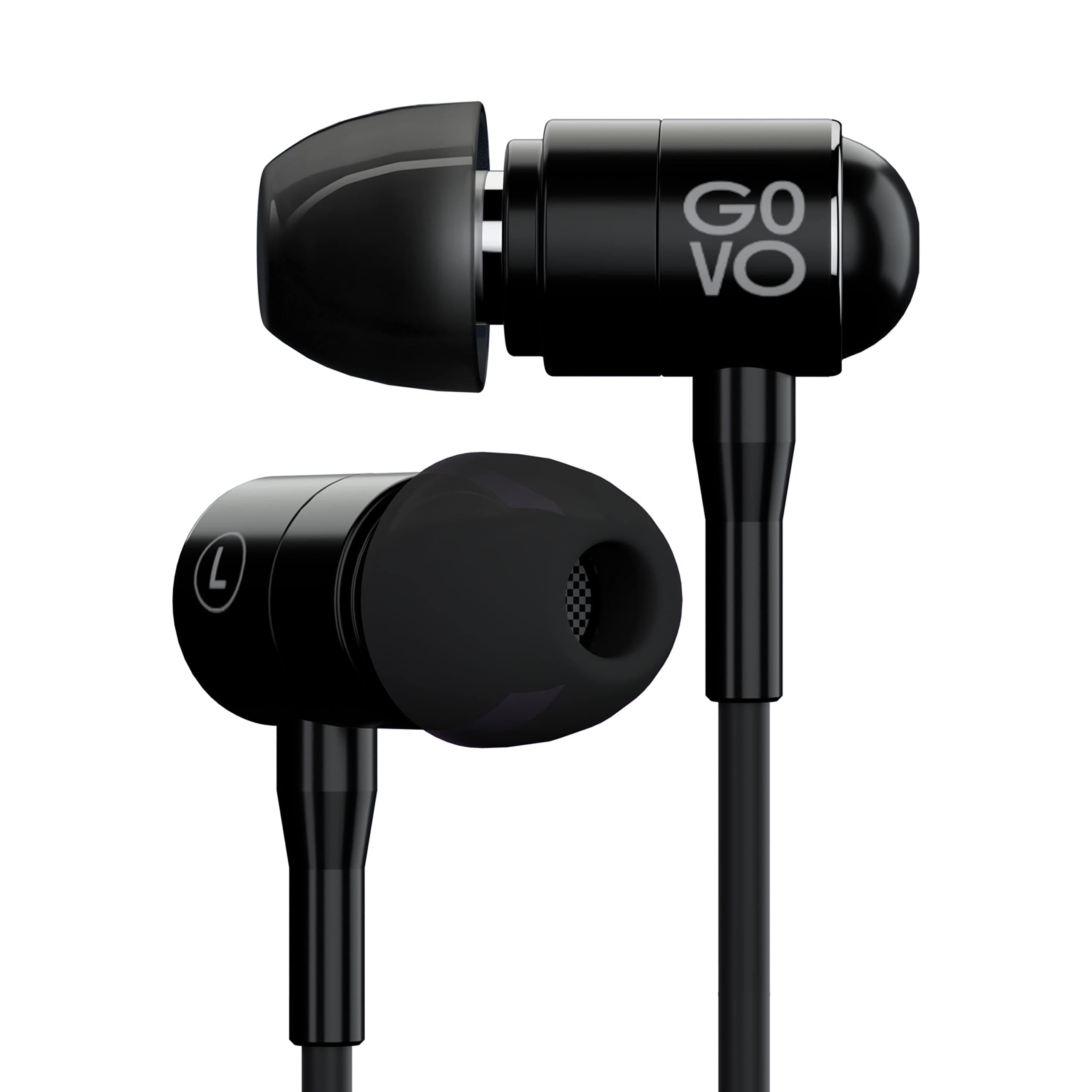 GOVO GOBASS 900 Wired in Ear Earphones with HD Mic for Loud & Clear Call, 10mm Powerful Drivers, Passive Noise Cancellation (Platinum Black)