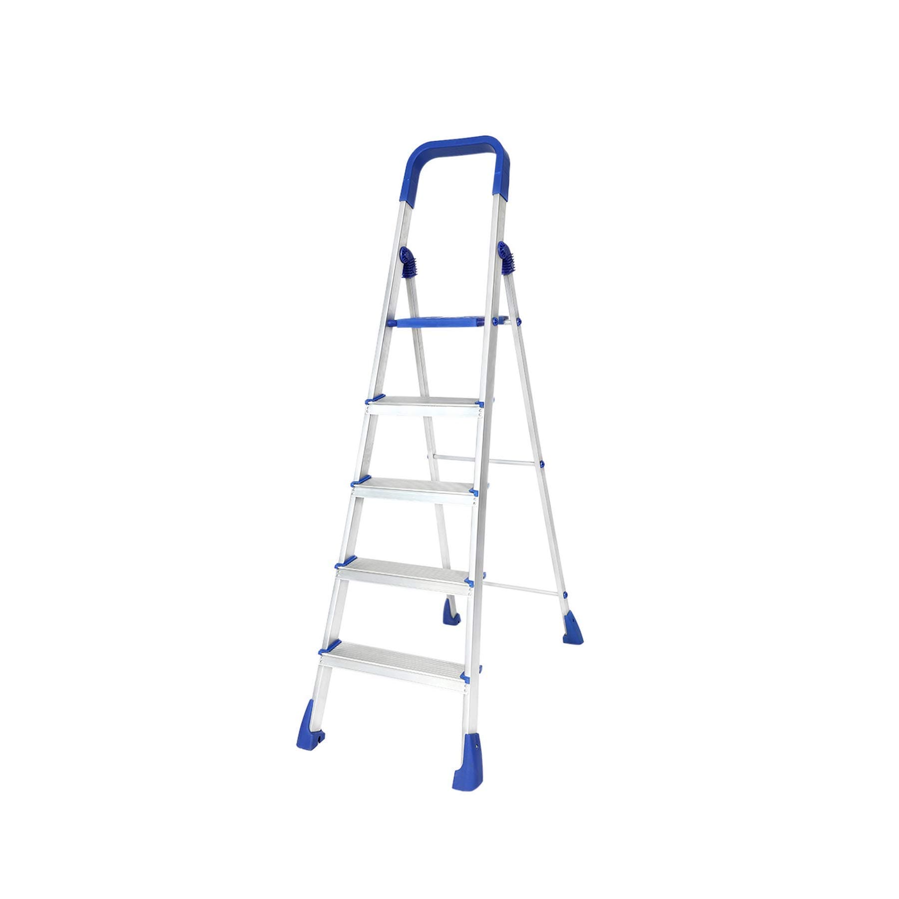 Happer Premium Foldable Aluminium Step Ladder, Clamber Pro, 5 Steps (Blue & Satin)
