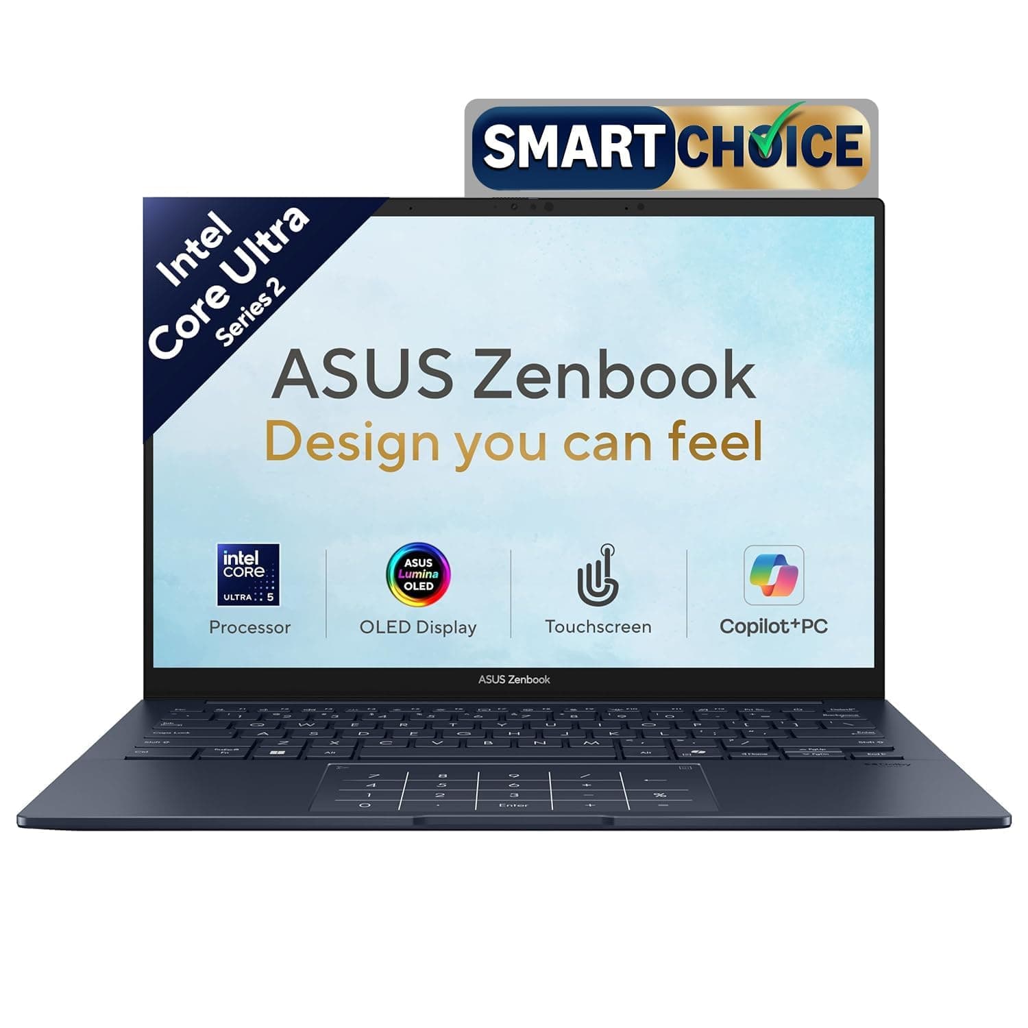 ASUS Zenbook 14 (2026),Smartchoice,Intel Core Ultra 5 225H,16GB RAM,1TB SSD,OLED,Touchscreen,14"(35.5 cm),Win 11,M365 Basic(1Y), Office 24,Ponder Blue,1.28 Kg,UX3405CA-QL1014WS,Thin & Light Laptop