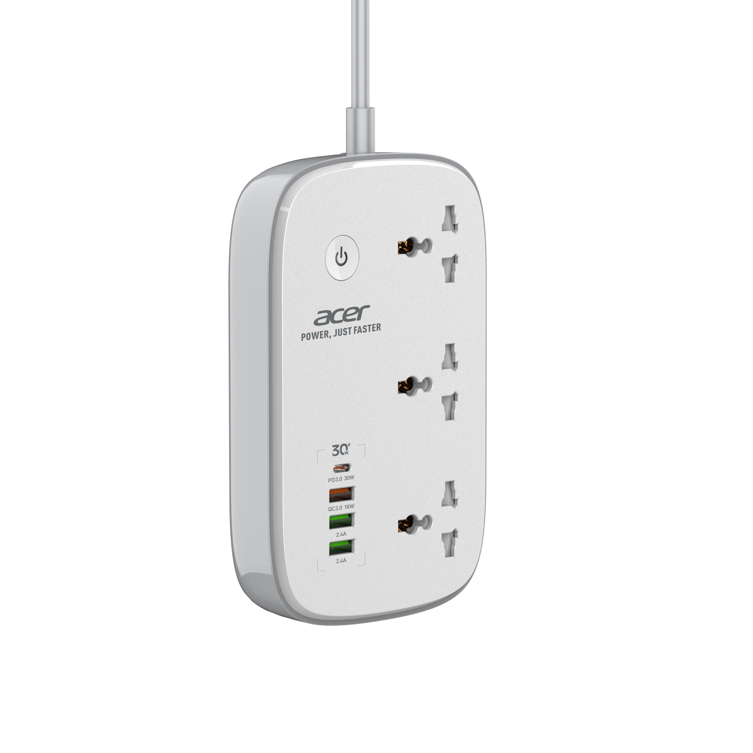 Acer PowerHub Smart | 3 AC Outlets, 4 USB Ports (1 Type-C,3 Type-A) | Wi-Fi Smart Power Strip, 2500W Output | App & Voice Control | Surge Protection |Overload Safety Protection | Remote Timer Control