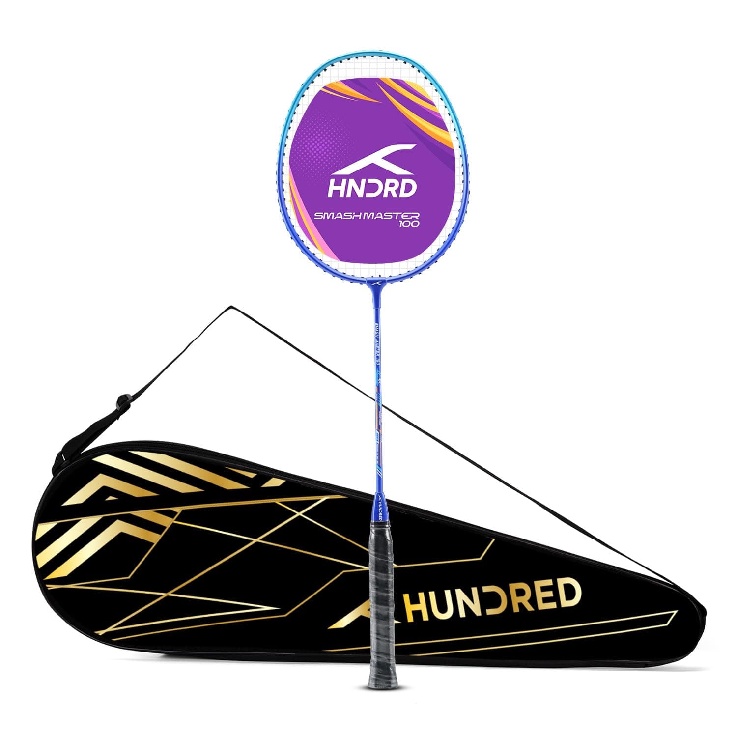 Hundred Smash Master 100 Strung Badminton Racket with Full Racket Cover | for Intermediate Players(Navy/Blue)