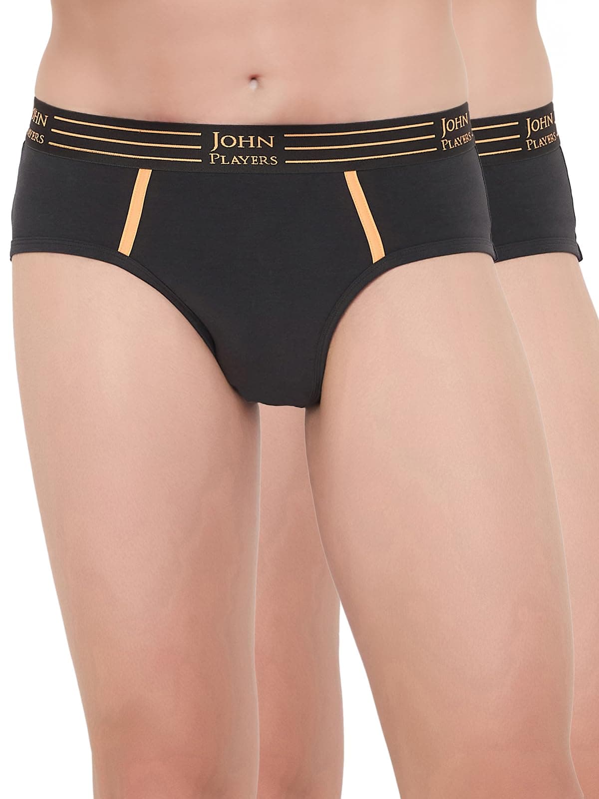 John Players Pack of 2 Cotton Brief Underwear for Men with Striped Waistband