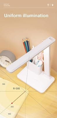 Niyanta Led Desk Lamp with Pen Holder Desk Lamp 3 Level Settings Color Temperature Adjustment Book Light Touch Control Led Table Lamp Eye-Caring Reading Lamp for Bedroom Study Room Office (Flate)