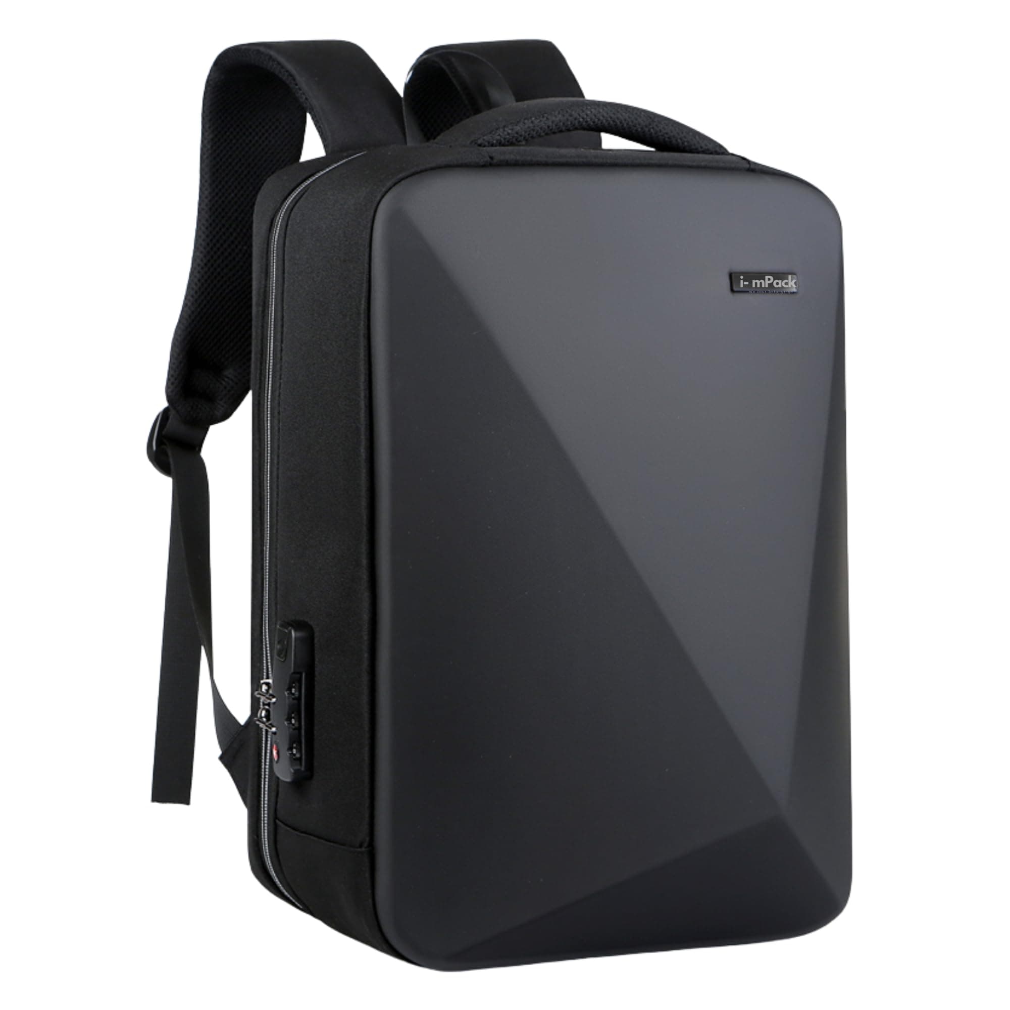 i-mPack we tour belongings ImPack Business Smart Backpack Waterproof Antitheft Lock Hardshell Laptop Backpack with USB Charging Port,Travel Durable Backpack for Men and Women