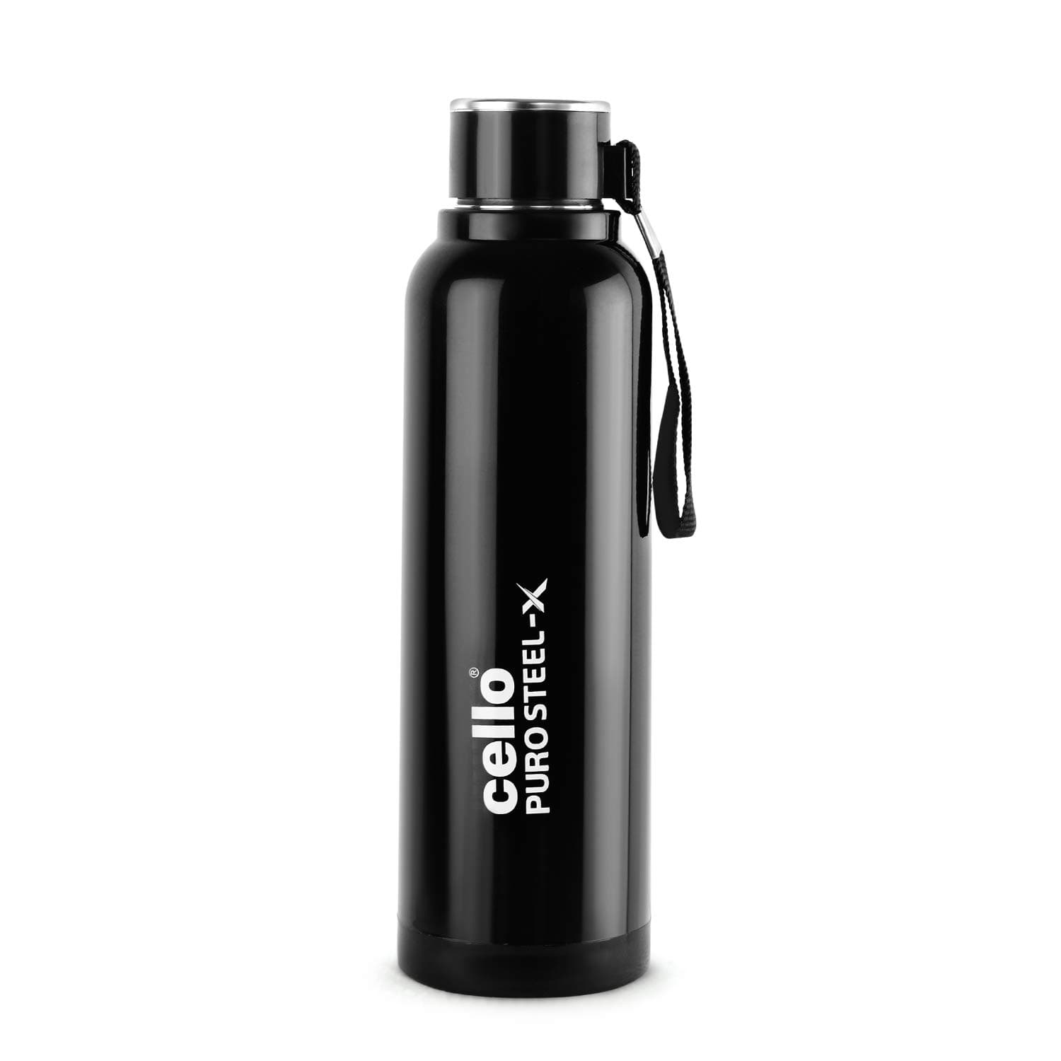 Cello Puro Steel-X Benz 900 Inner Steel Insulated Water Bottle 900 ml, Black | ISI Certified, BPA Free, Leakproof | Sturdy & Durable | Ideal for Office, College, Gym, Cycling, Camping & Outdoor Sports