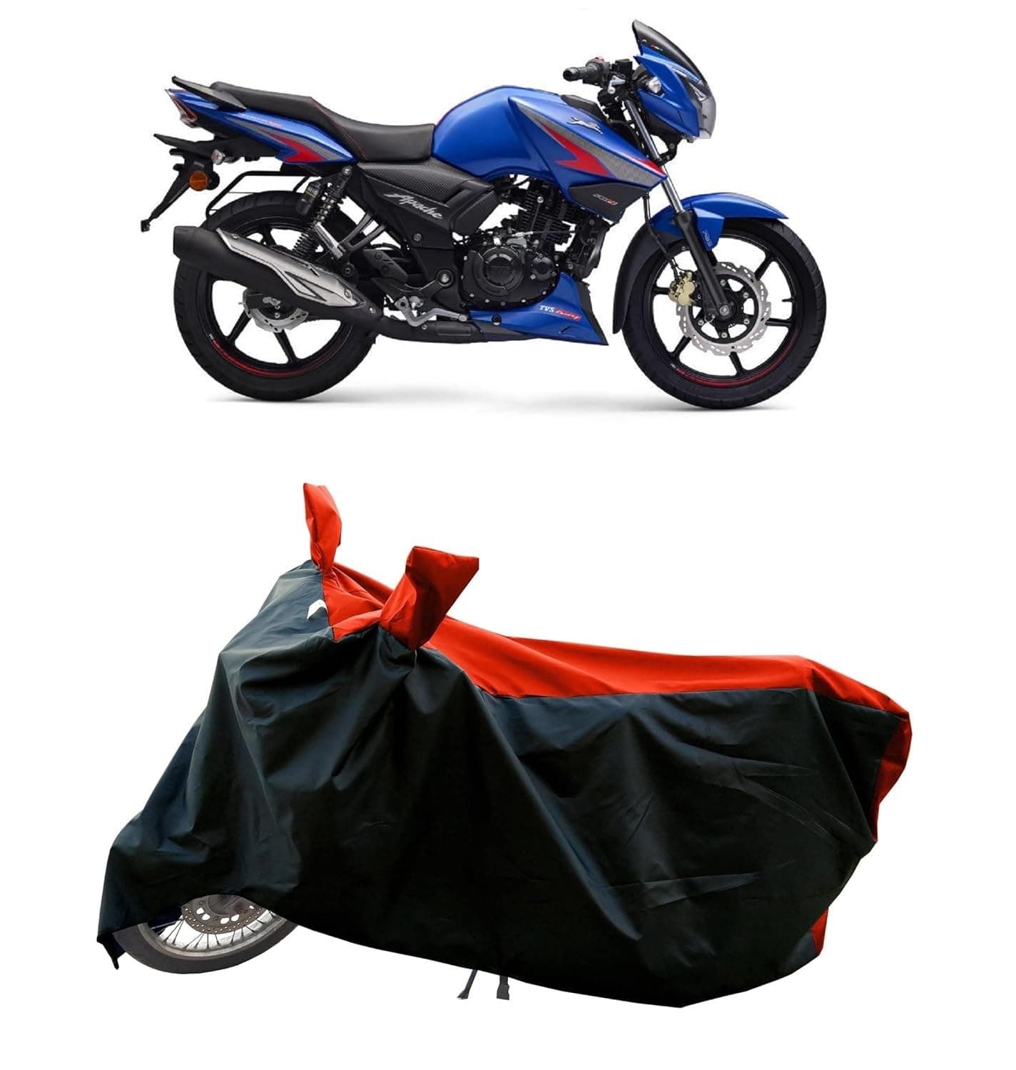 Two Wheeler Bike Cover Compatible for TVS Apache RTR Bike Cover with Water-Resistant and Dust Proof Premium Colour RedStrip