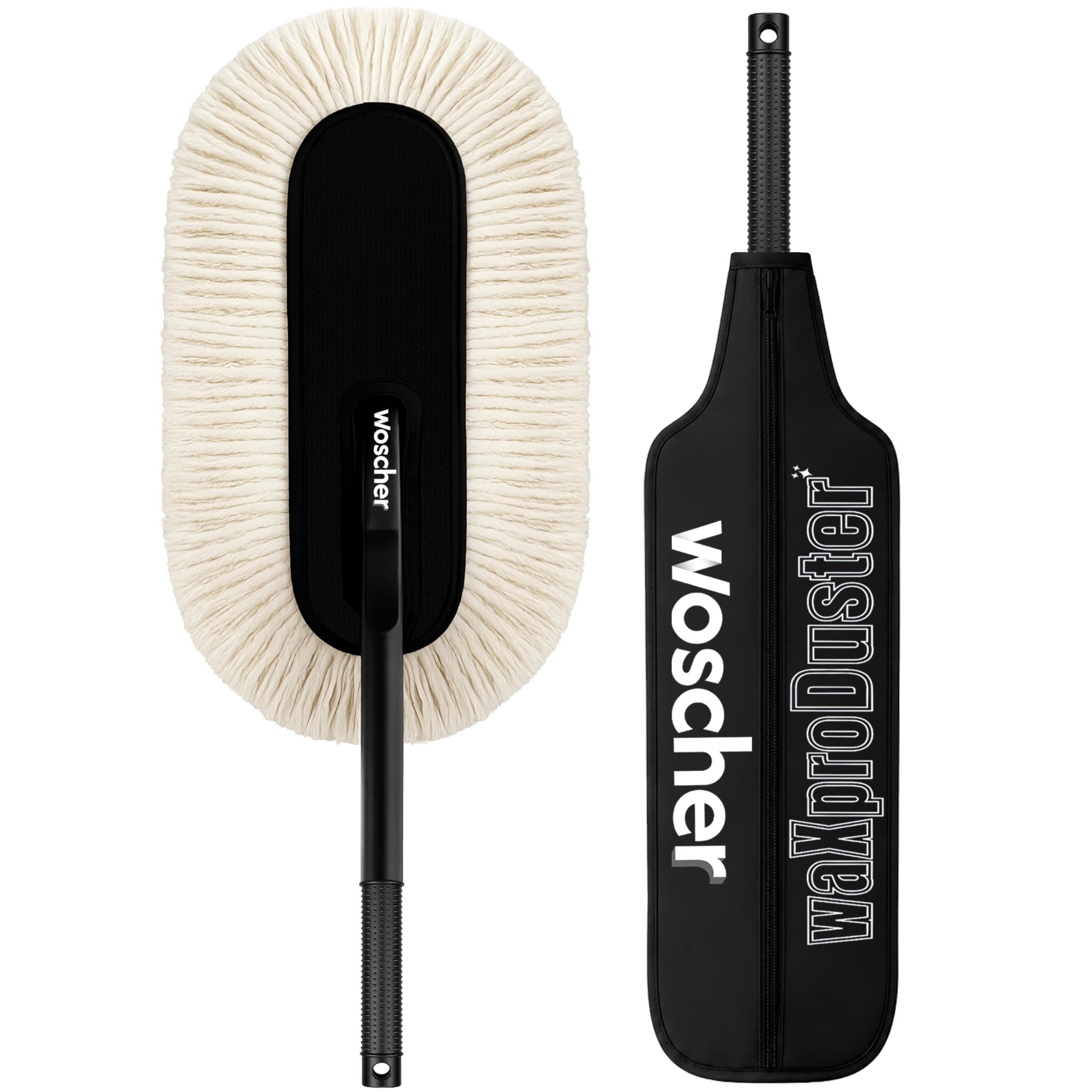 Woscher Car Duster – Lint-Free & Scratch-Free Car Cleaning Brush with Long Handle | Premium Dust Cleaner for Car Exterior | Easy & Effortless Cleaning