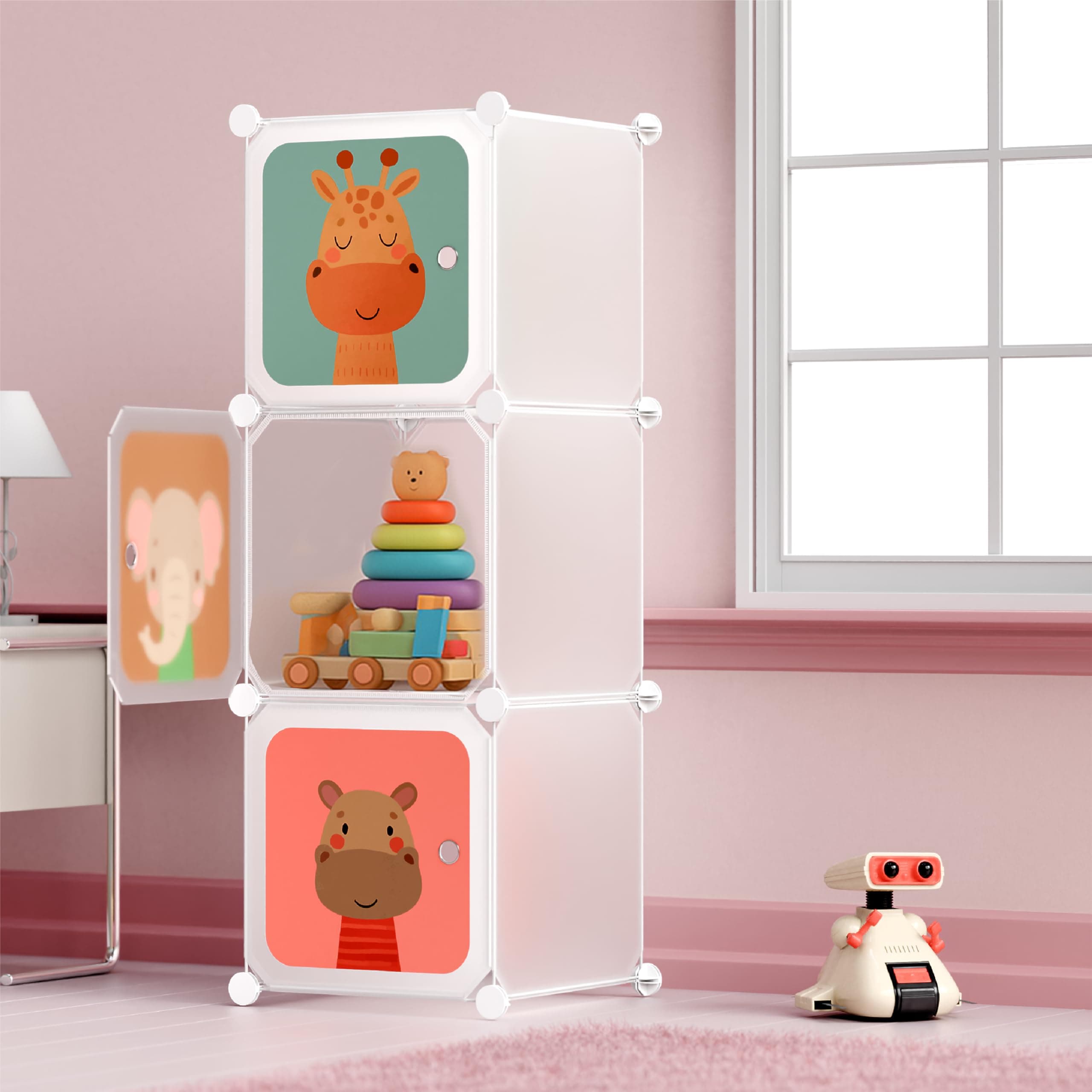 Lifelong DIY Storage Cabinet Almirah | 3 Racks for Organized Storage | Multipurpose Wardrobe for Kids Clothes, Toys & Books | Lightweight, Portable & Spacious Shelf for Home Use (LLHSRK02, White)