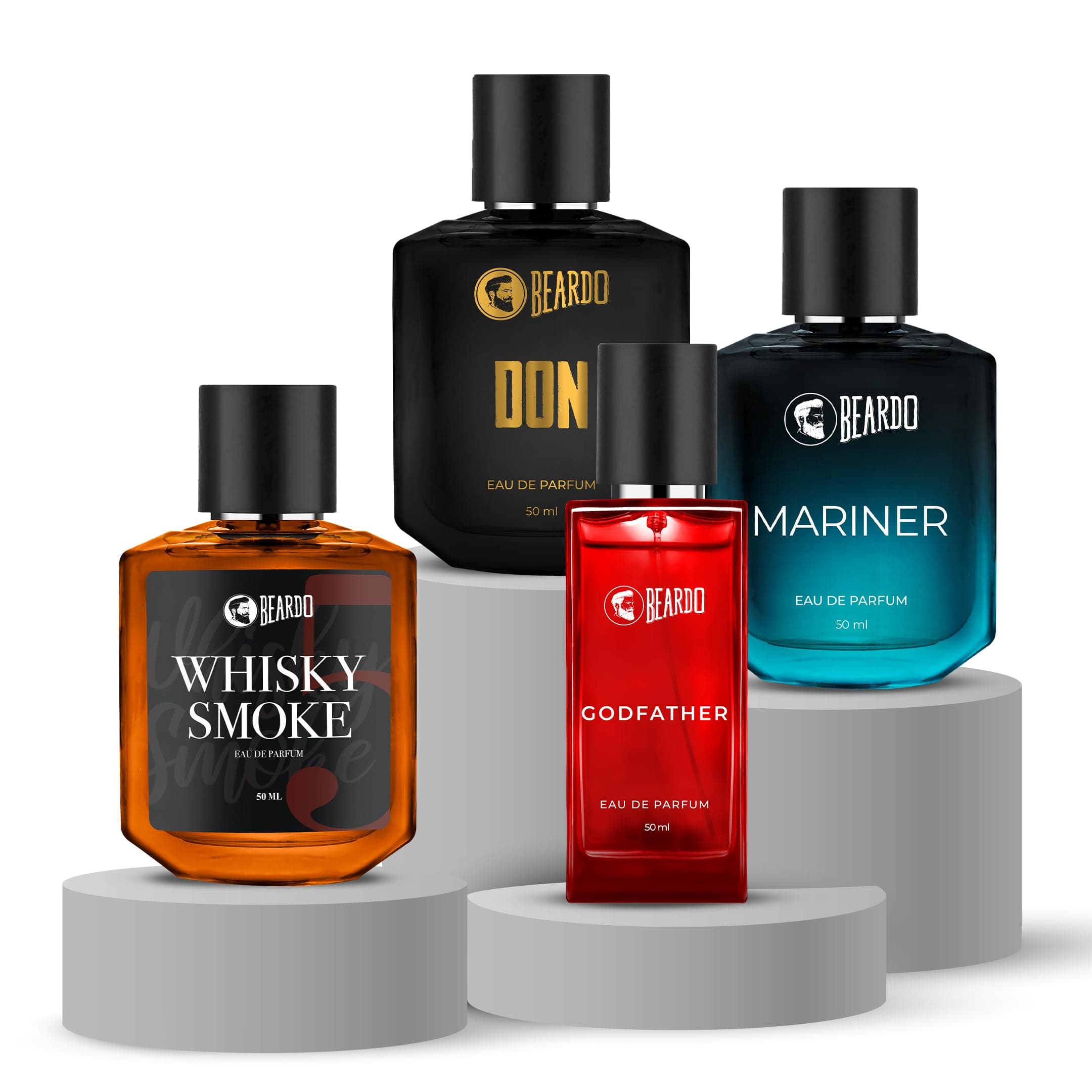 Beardo Perfume Combo | Whiskey Smoke, Mariner, Godfather & Don Perfume for Men (50ml x 4) | Long Lasting Fragrance for Men | Giftset for Men | Husband | Friend