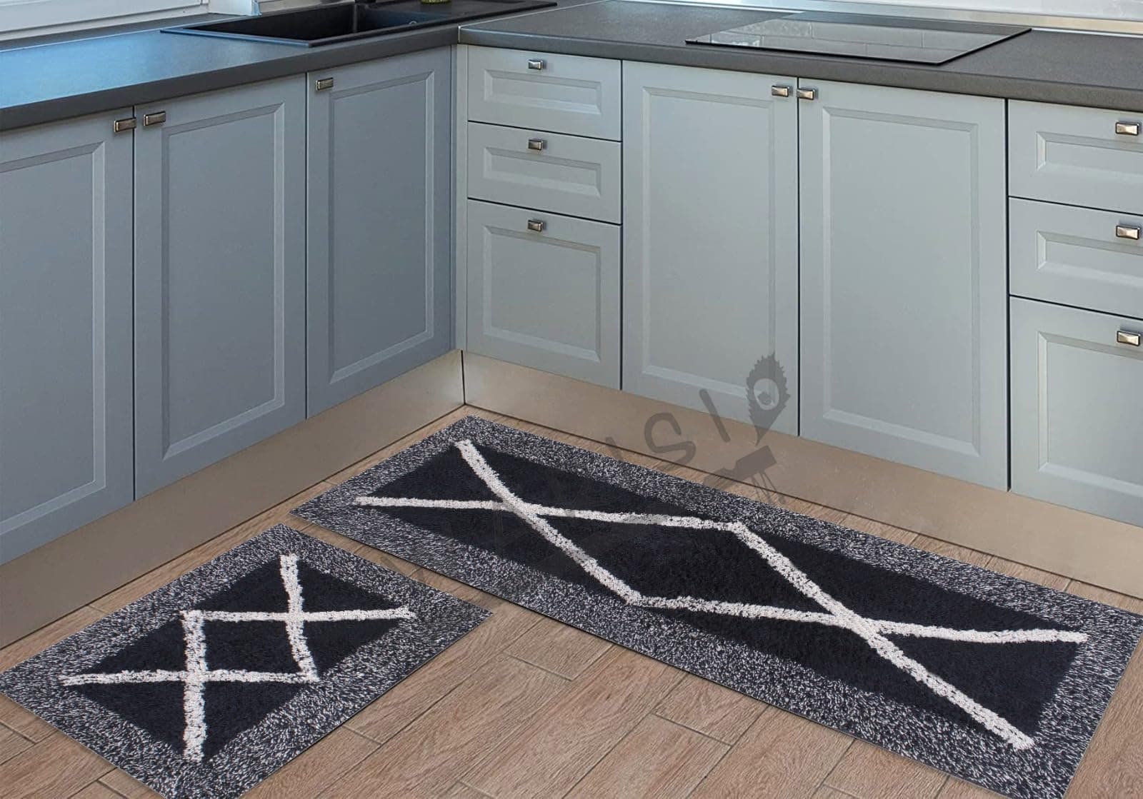WARISI Cotton Kitchen Doormat| Floor Mat | Door Mat| Anti-Slip, Soft,Washable, Printed, Designer, for Floor, Kitchen, Room Offices (120L X 40W & 60L X 40W Centimetre), Rectangular (Design-1)