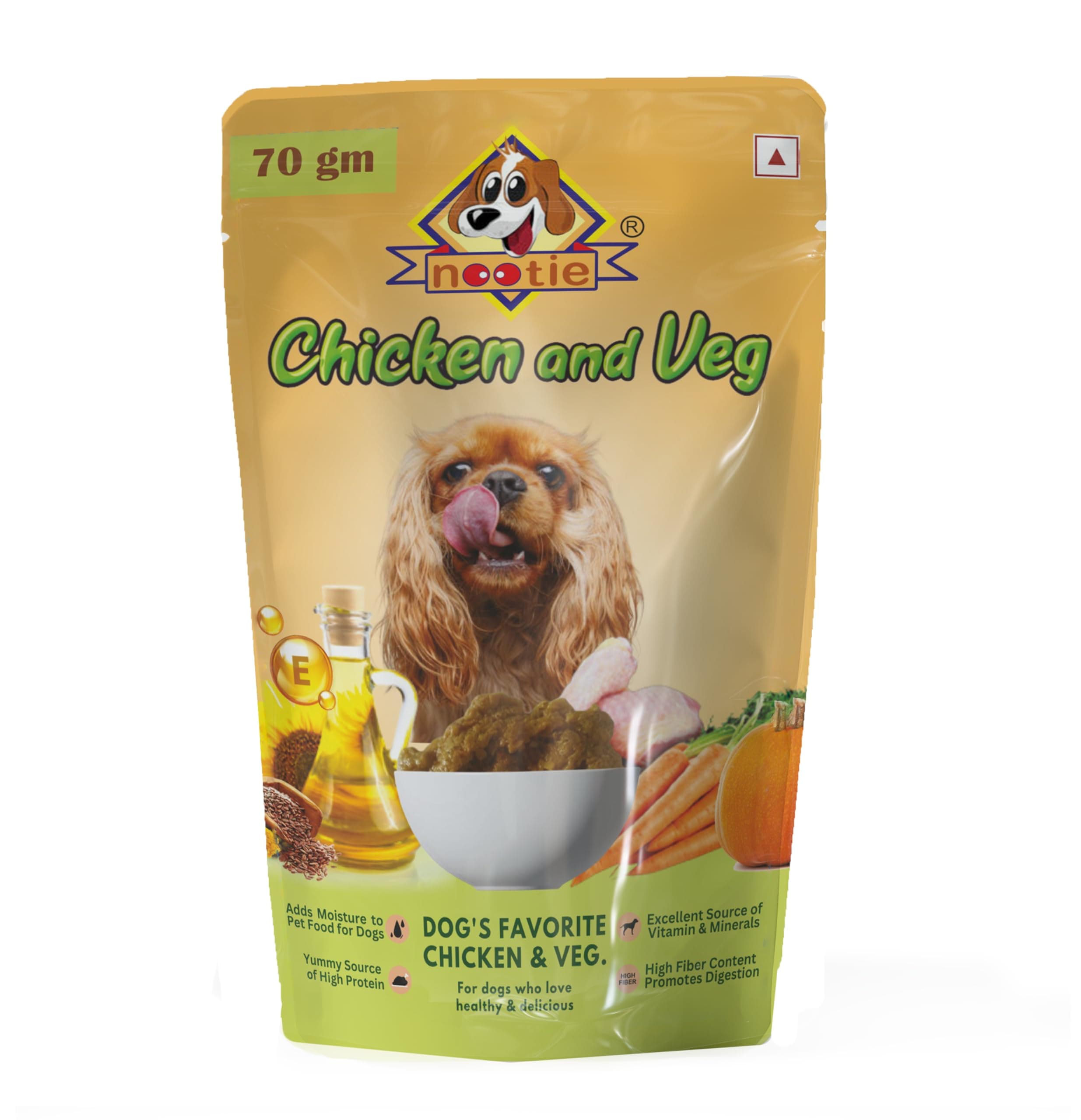 Nootie Dog's Favorite Chicken & Veg Gravy-(70g) Natural Ingredients, Easy to Digest, Enhances Dog Food Gravy for Dogs, Dog Chicken & Veg Gravy, Wet Gravy for Dogs, Dog Food Topper (Pack of 6x70g)