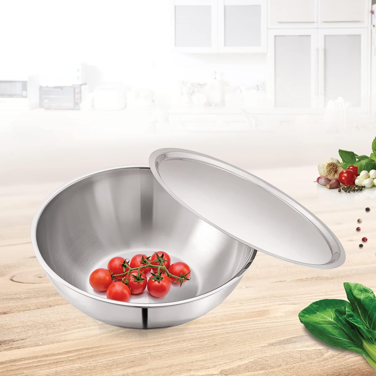 Cello Tri-Ply 22 cm Stainless Steel Cookware Tasla with Lid 2.2 LTR | Tri-Ply Bottom Tasla with SS Lid | Induction and Gas Stove Friendly | Dishwasher Safe | Silver
