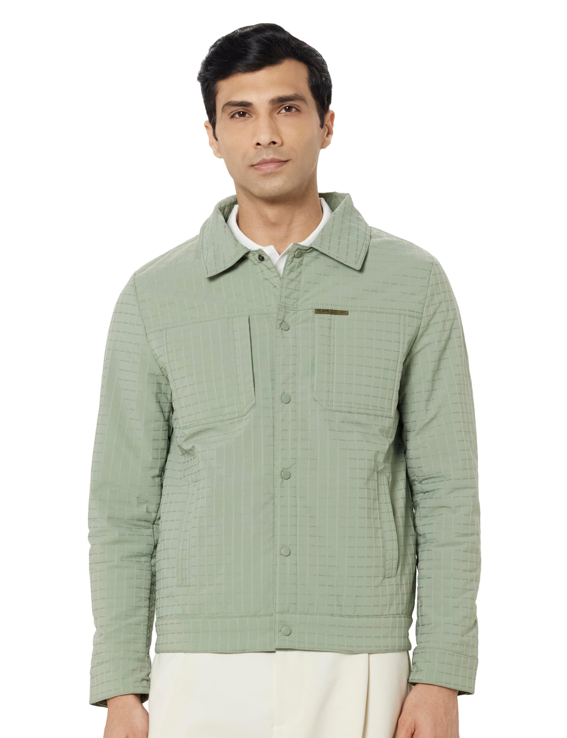 Qube By Fort Collins Men's Regular Fit Lightweight Winter Jacket - Textured Fabric, Warm & Stylish Outerwear