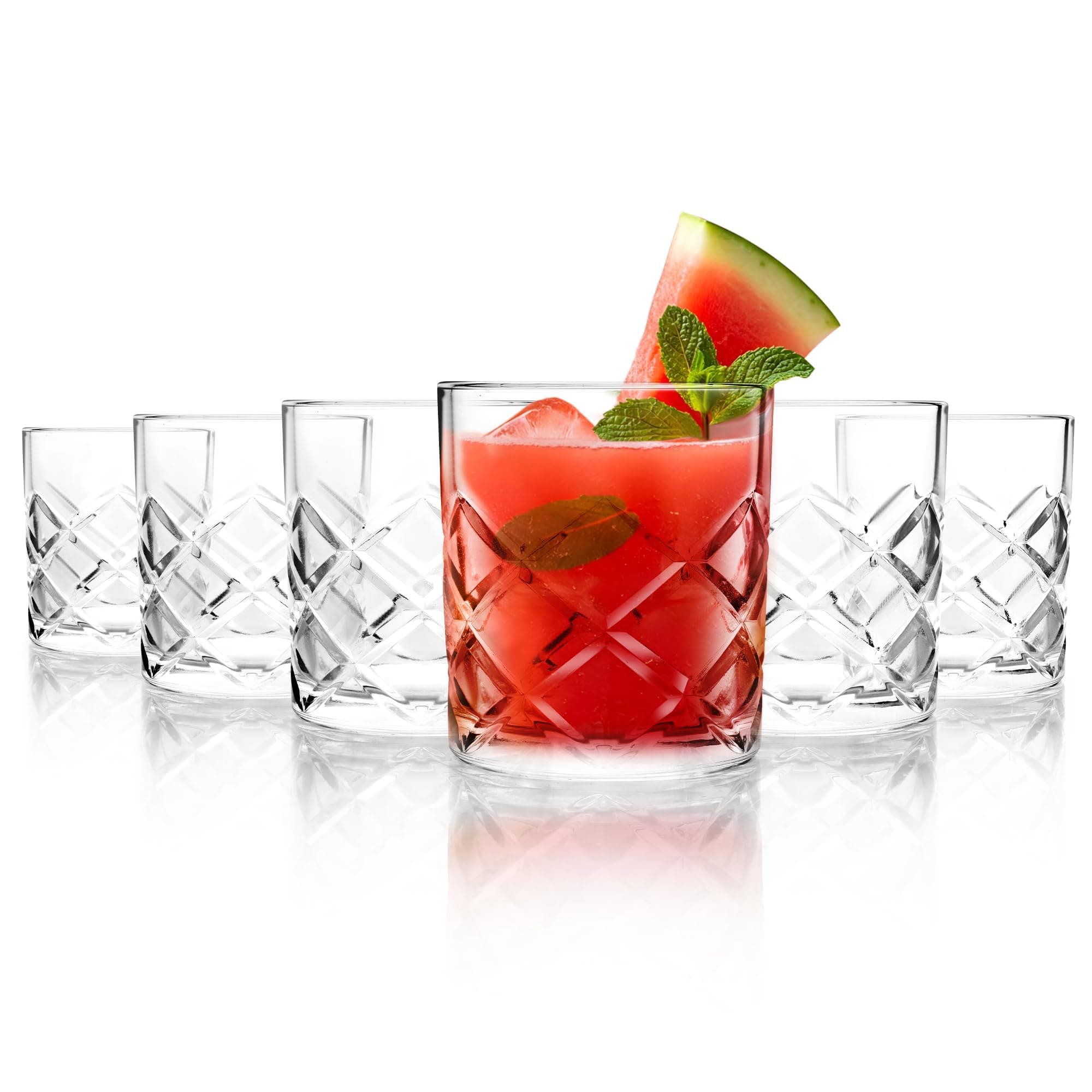 CELLO Old Fashioned Whiskey Rocks Glass Set of 6 Pcs, 325 ml Transparent | Leadfree Freezer & Dishwasher Safe Toughened Glass Set for Bar, Liquor, Whiskey, Cocktail, Mocktail, Mojito & Cold Beverages