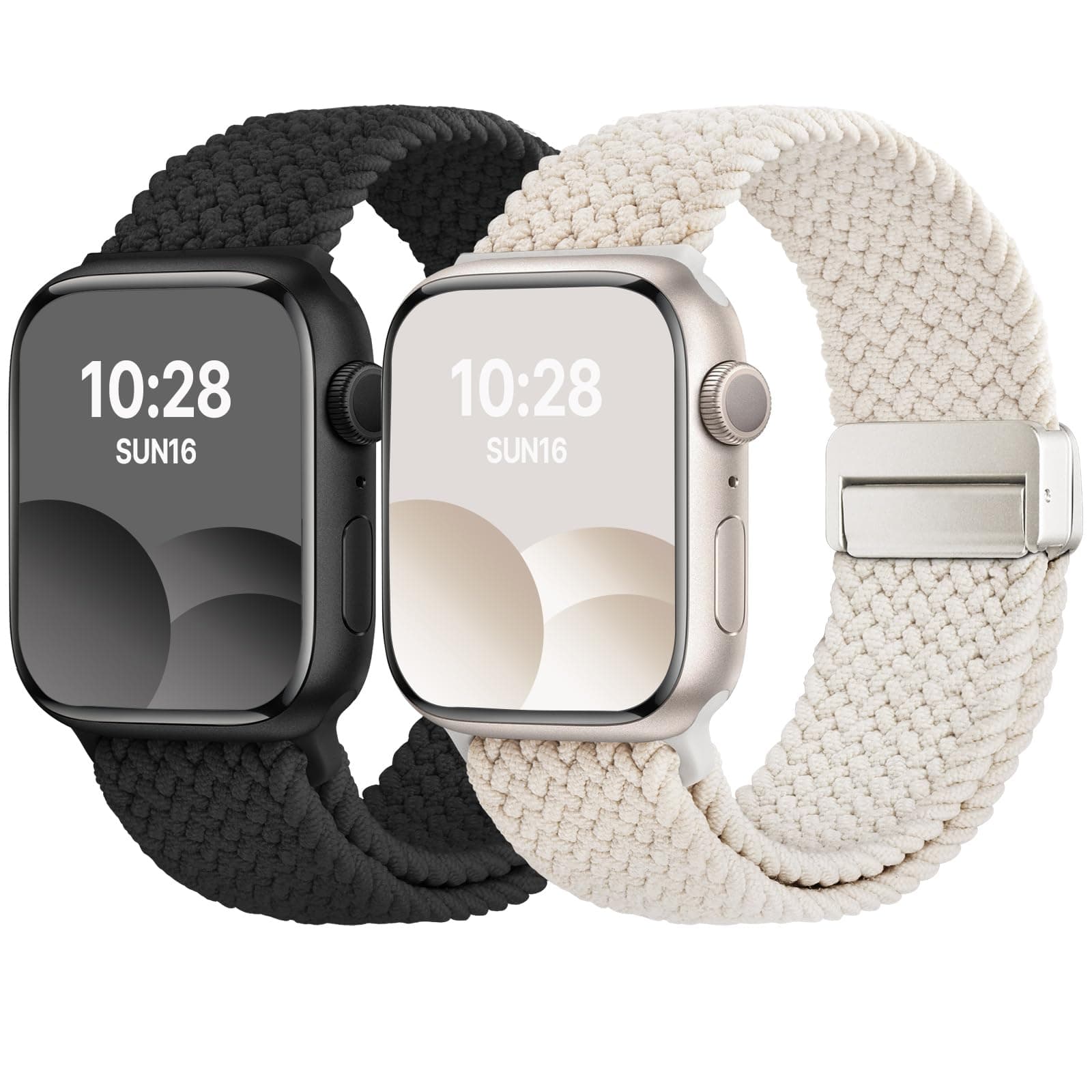 Fullmosa 2 Pack Magnetic Braided Bands Compatible Apple Watch Strap 38mm 40mm 41mm 42mm 44mm 45mm 46mm 49mm Women Men,Soft Elastic Strap for iWatch Ultra3/2/1 SE3/2/1 Series 11 10 9 8 7 6 5 4 3 2 1