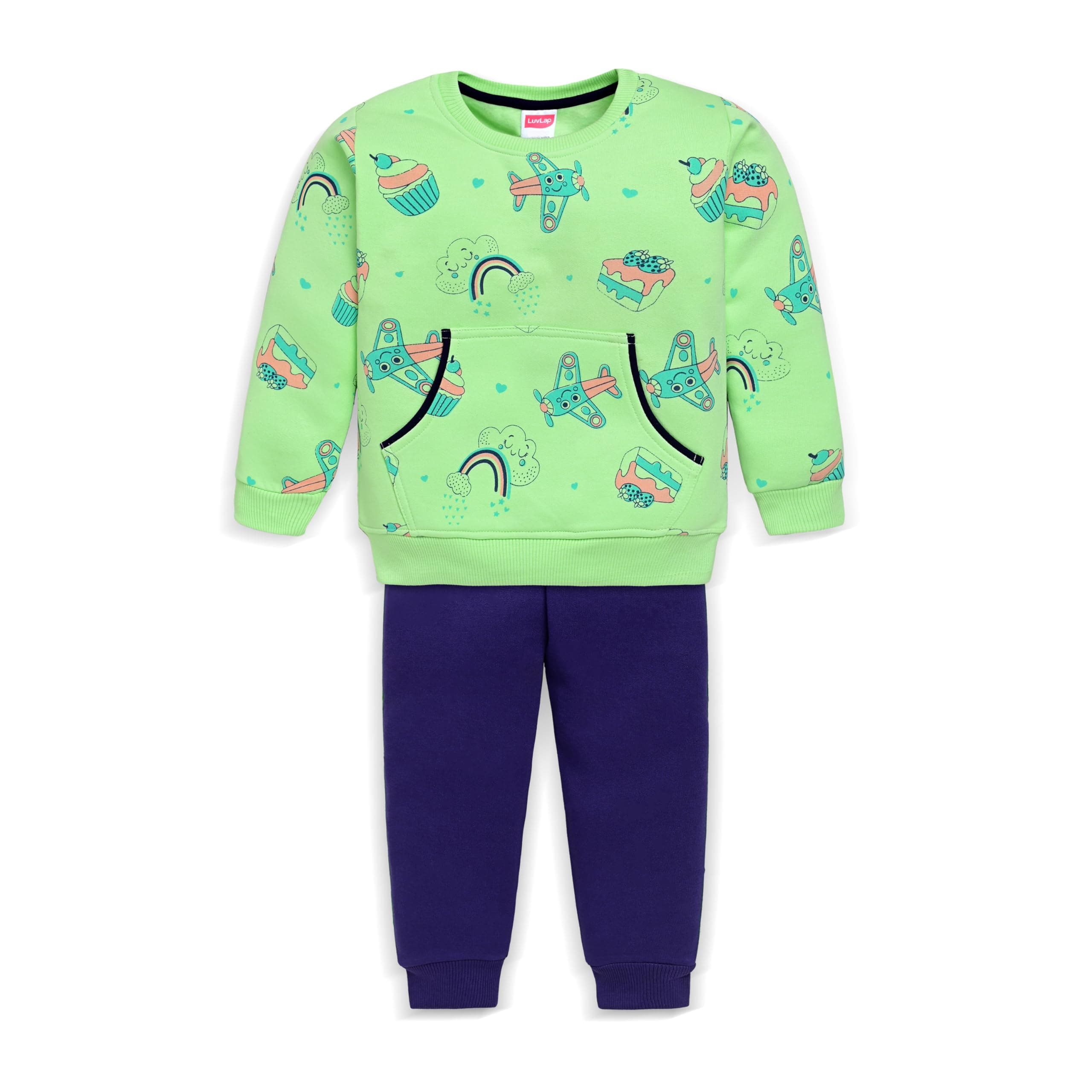 LuvLap Baby Boys Full Sleeve Sweatshirt & Pyjama Set Pack of 1