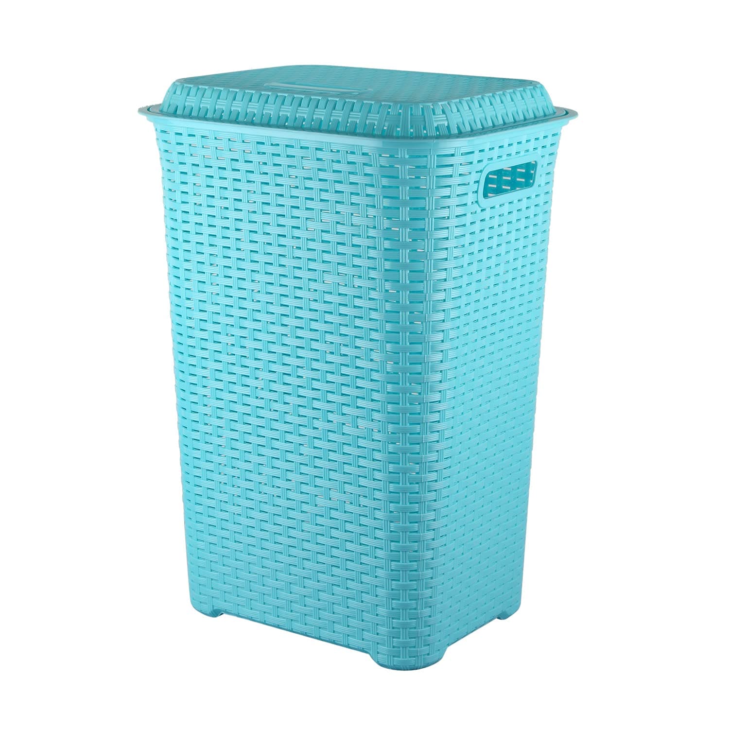 Cello Eliza Plastic Laundry Basket with Lid, Light Blue, 50 Ltrs | Lightweight and Portable | Storage Organizer | Convenient Handling | Useful For Storing Clothes, Toys, Books
