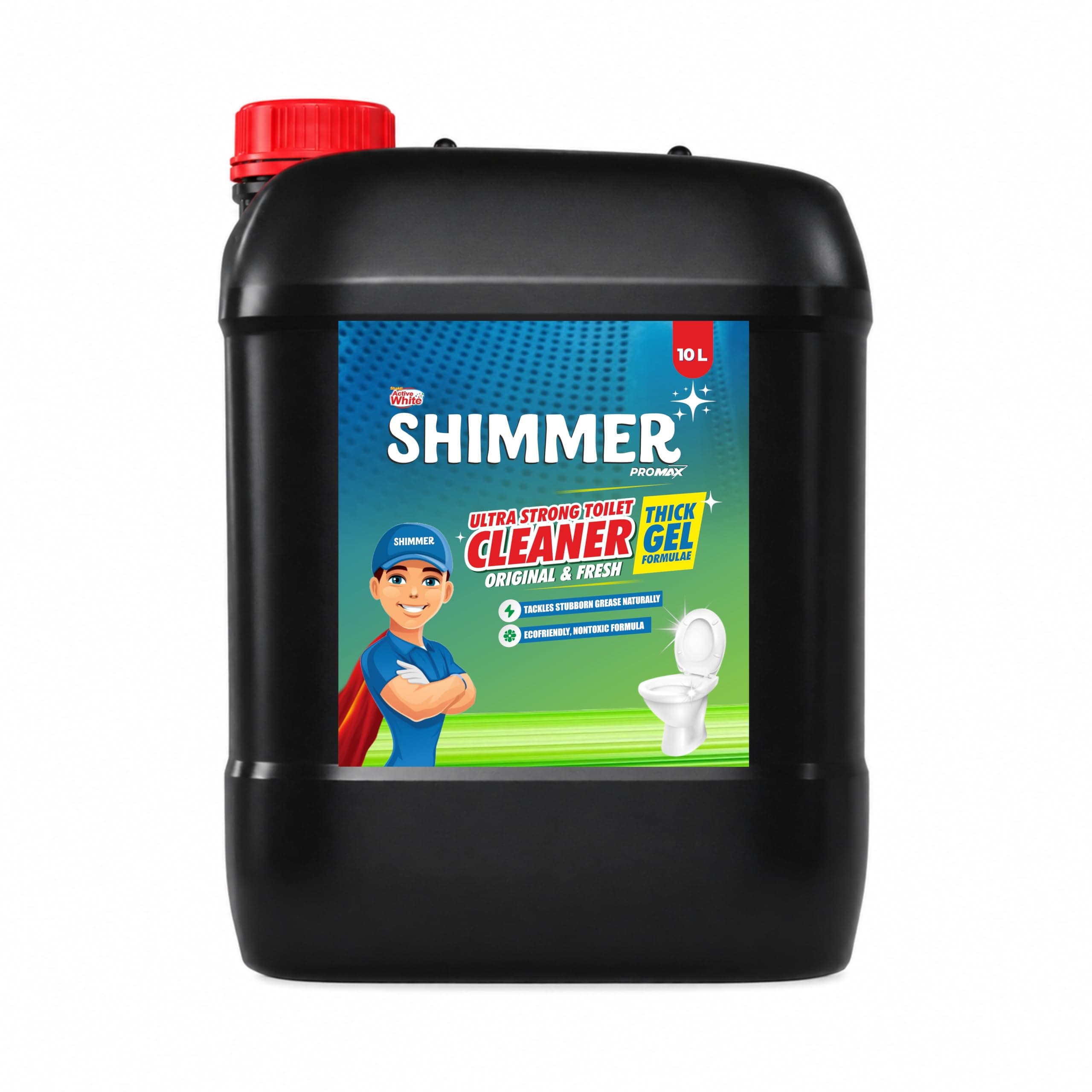 Shimmer Pro Black Toilet Cleaner - 10L | Professional Formula | Mega Refill Pack for Heavy Usage | Removes Tough Stains & Odours | Deep Cleaning Toilet Bowl Cleaner