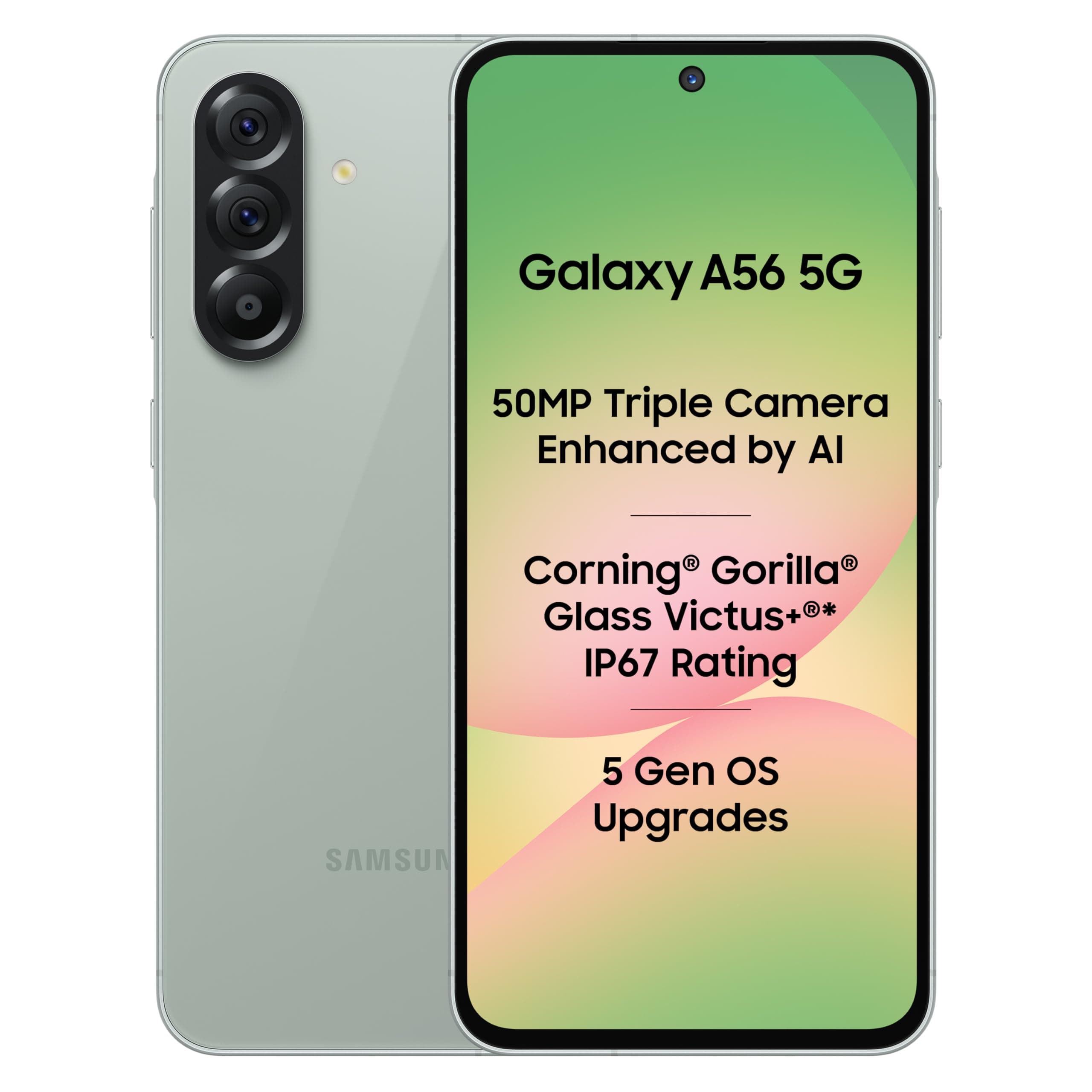 Samsung Galaxy A56 5G (Awesome Olive, 8GB, 256GB) | Awesome Intelligence: Circle to Search, Intelligent Editing | Awesome 6 OS & 6 Years Security Updates | IP67