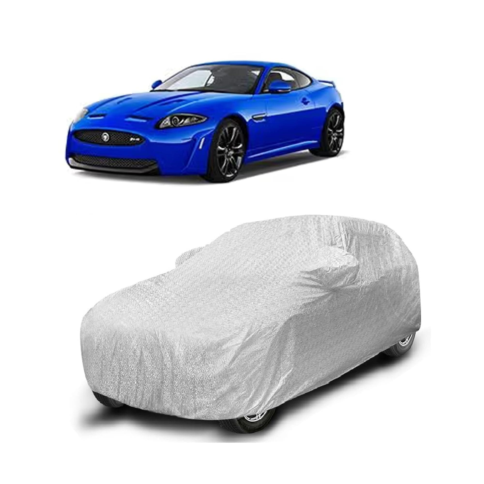Sulfar 100% Waterproof Car Body Cover Compatible with Mirror for Jaguar XK with Long Lasting Durable Material (Triple Stitched, Full Bottom Elastic, Metallic Silver)