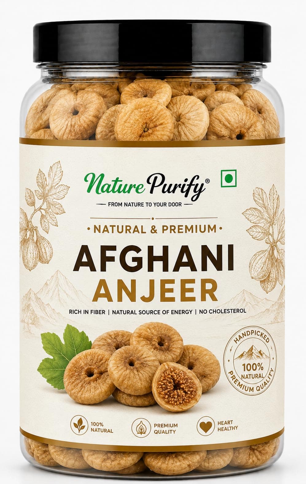 Nature Purify Premium Afghani Anjeer (Dried Figs) 1kg | Naturally Sweet & Fibre Rich | Fresh & Hygienically Packed Dry Fruits | Healthy Snack