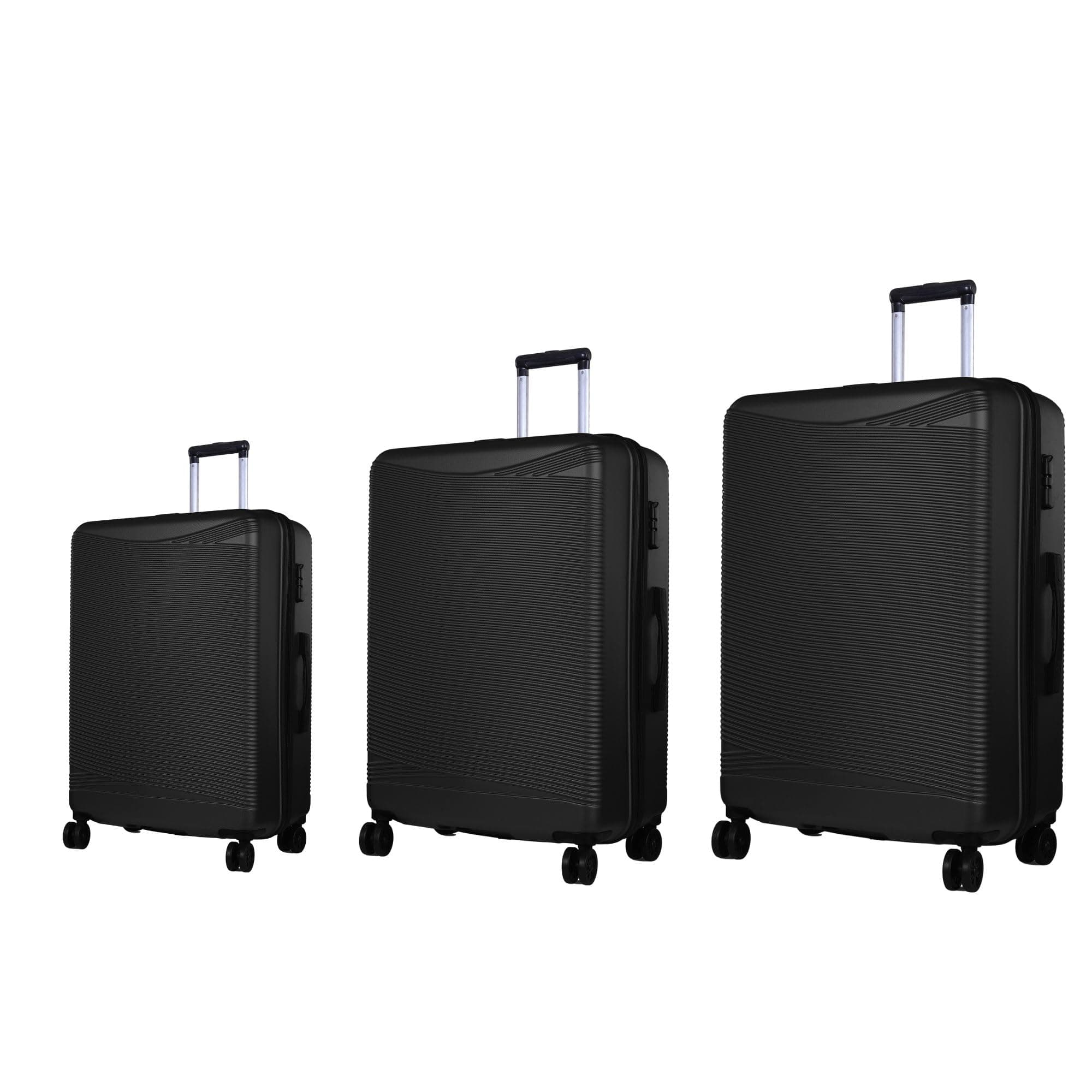 Verage V-Lite Firestone Combo Set of 3 (Cabin + Medium + Large Check-in) Bold Black Hardsided Trolley Bags for Travel, Suitcases with Spinner Wheels, Anti-Theft Luggage (20/24/28 Inche)