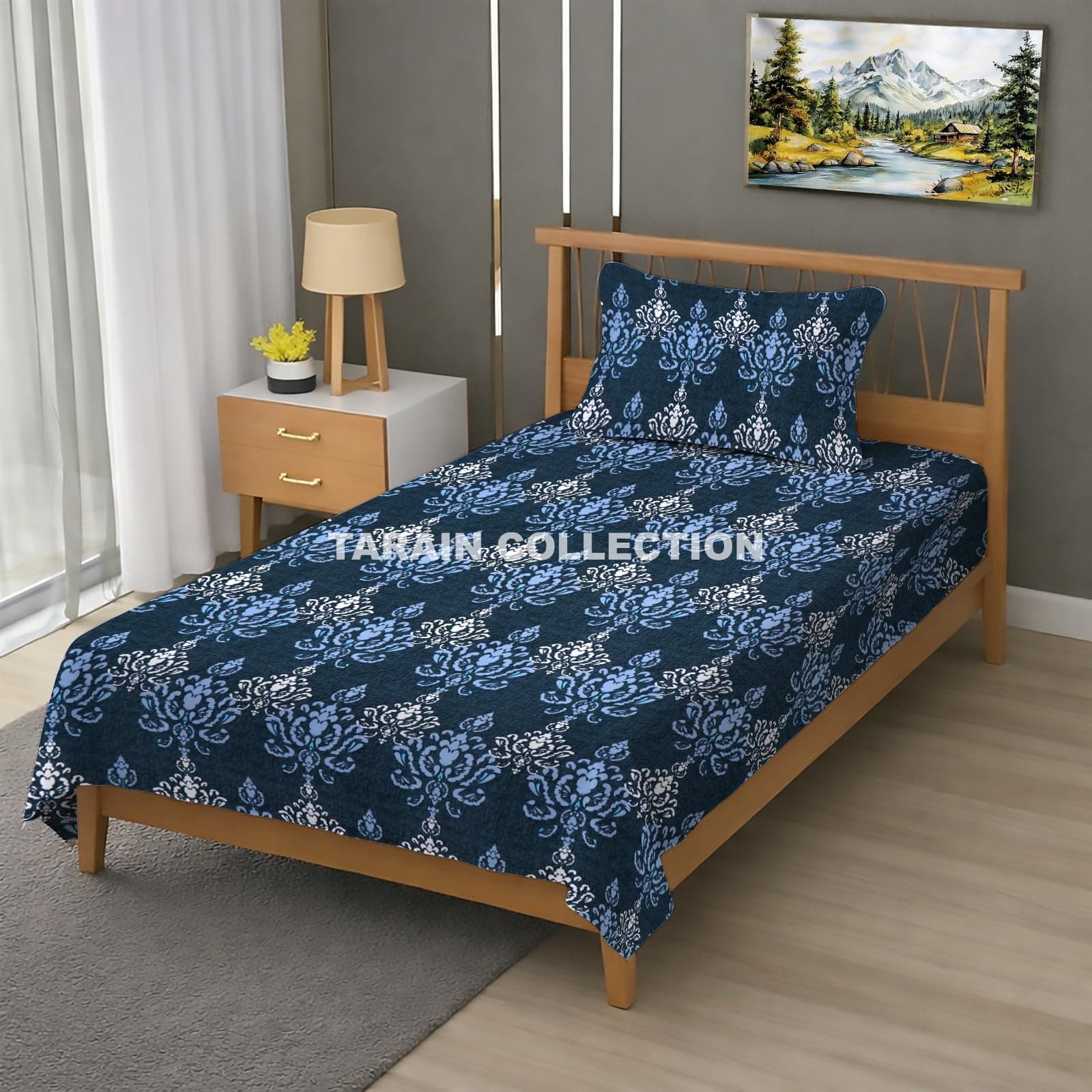Single Flat Bedsheet 60 x 90 Inch with 1 Pillow Cover, Cotton Blend Soft Breathable Bed Sheet Set for Single Bed, Lightweight Comfortable Bedding for Home Guest Room Daily Use