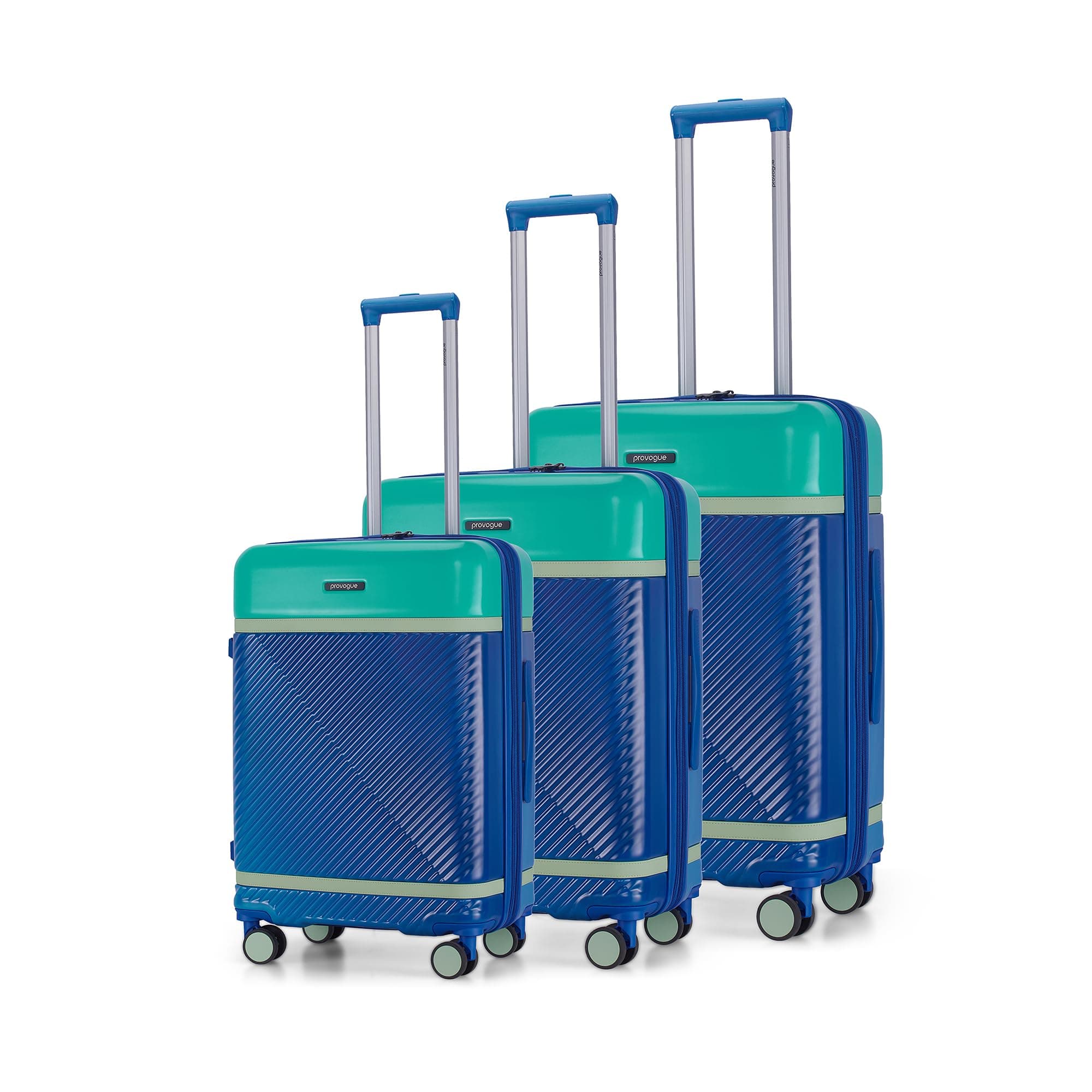 Provogue Linea Hard-Sided PP Trolley Bag Set of 3 | Expandable Space with 8 Wheels Trolley Bags for Travel |Lightweight with TSA Lock|3 Year Warranty (Provogue Blue)