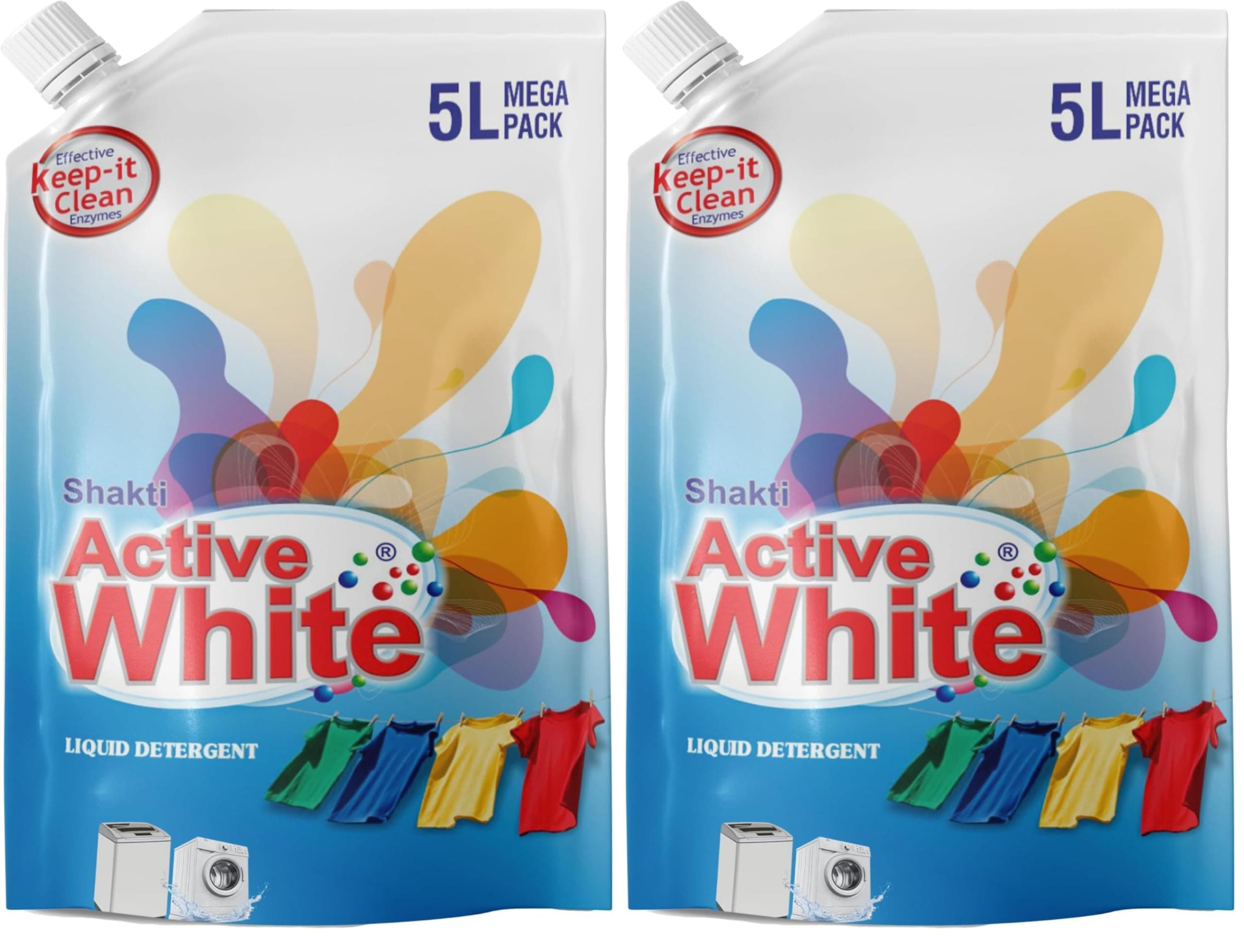 Active White Liquid Detergent - 5L Mega Pack | Lavender Fragrance | Front Load & Top Load Machine Wash & Bucket Wash Expert | Powerful Stain Removal | Gentle on Clothes | Value Family Refill Pack