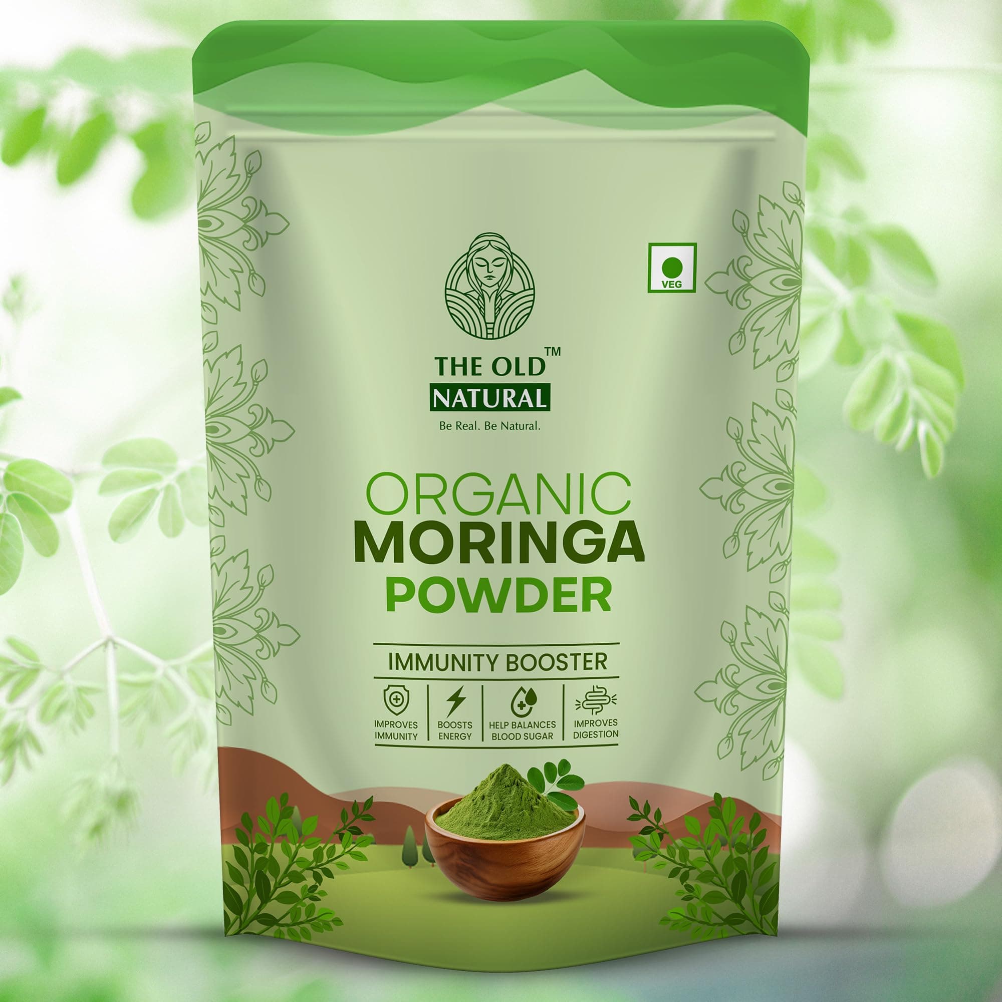 The Old Natural Moringa Powder – 100% Pure & Natural Moringa (Drumstick) Leaf Powder | Plant-Based Superfood | Rich in Nutrients for Energy, Immunity & Wellness | 200g