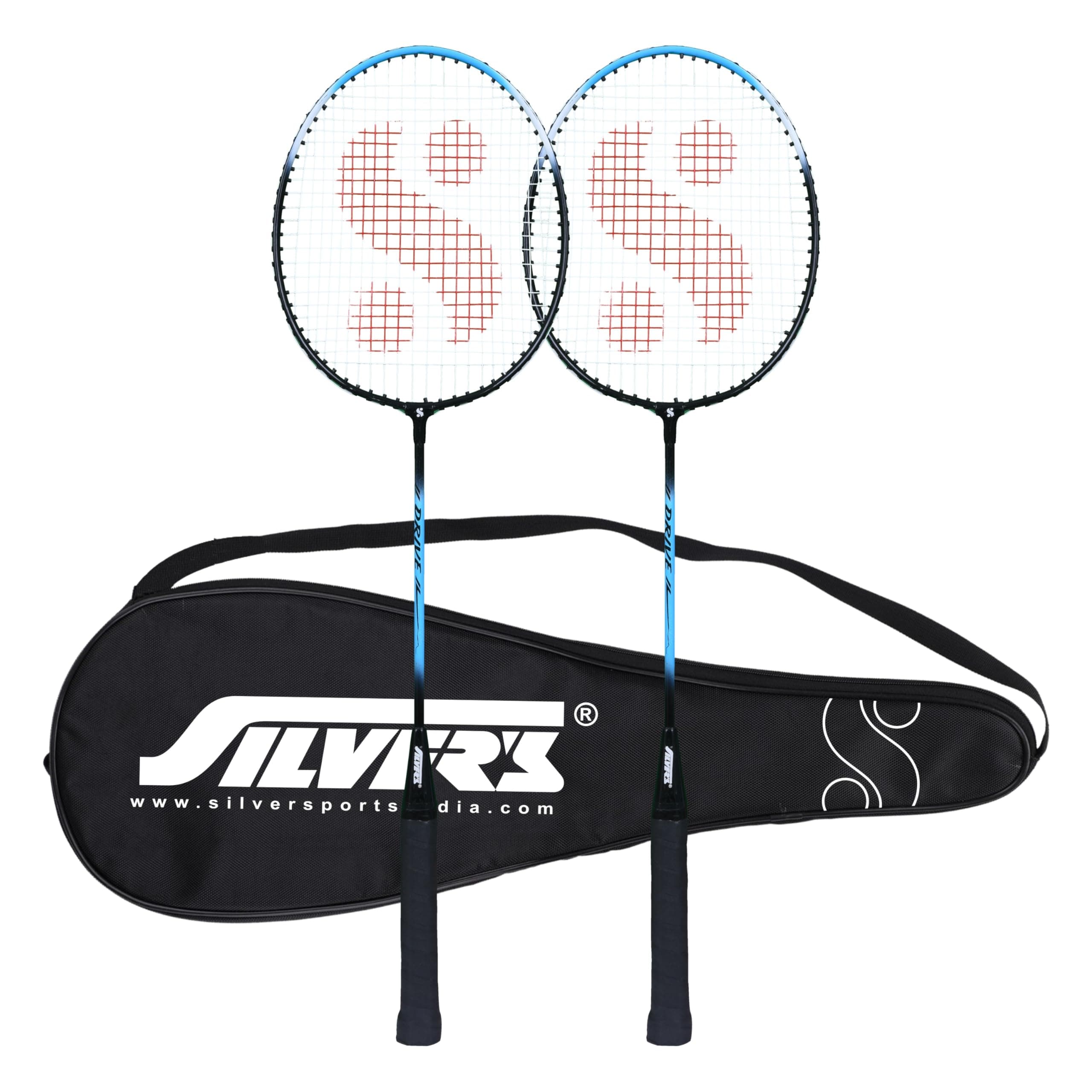 Silver's Drive Badminton Kit (2 Racquets with Full Cover)(Blue/Black)