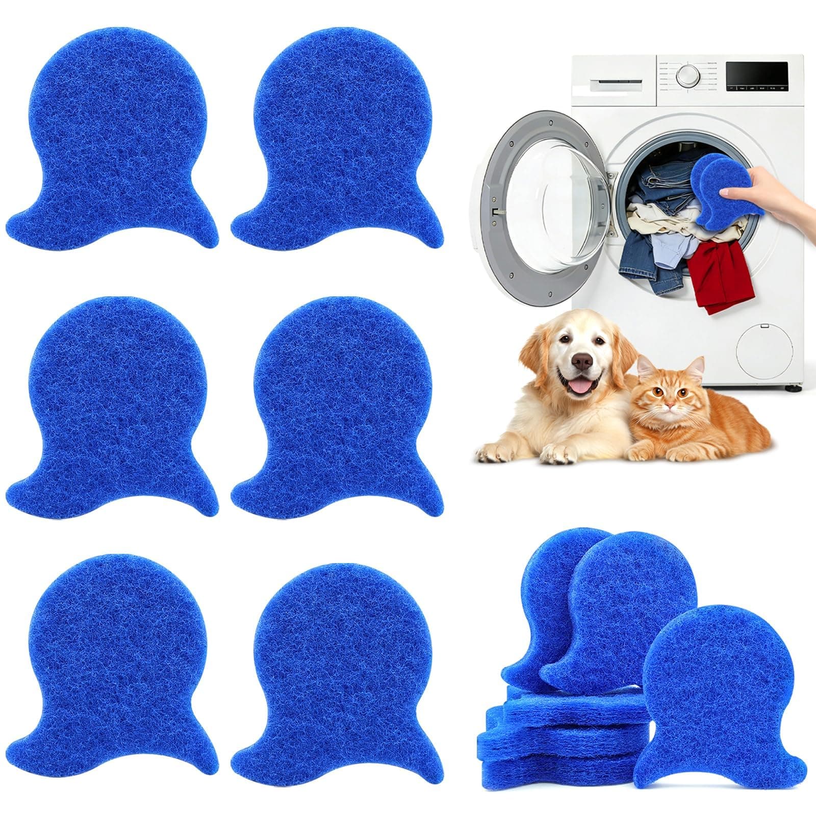 6 Pieces Dog Hair Removal from Clothes, Pet Hair Remover for Laundry with Washing Machine Lint Catcher, Cat Hair Remover for Fabric Care, Washing Machine Lint Remover Set