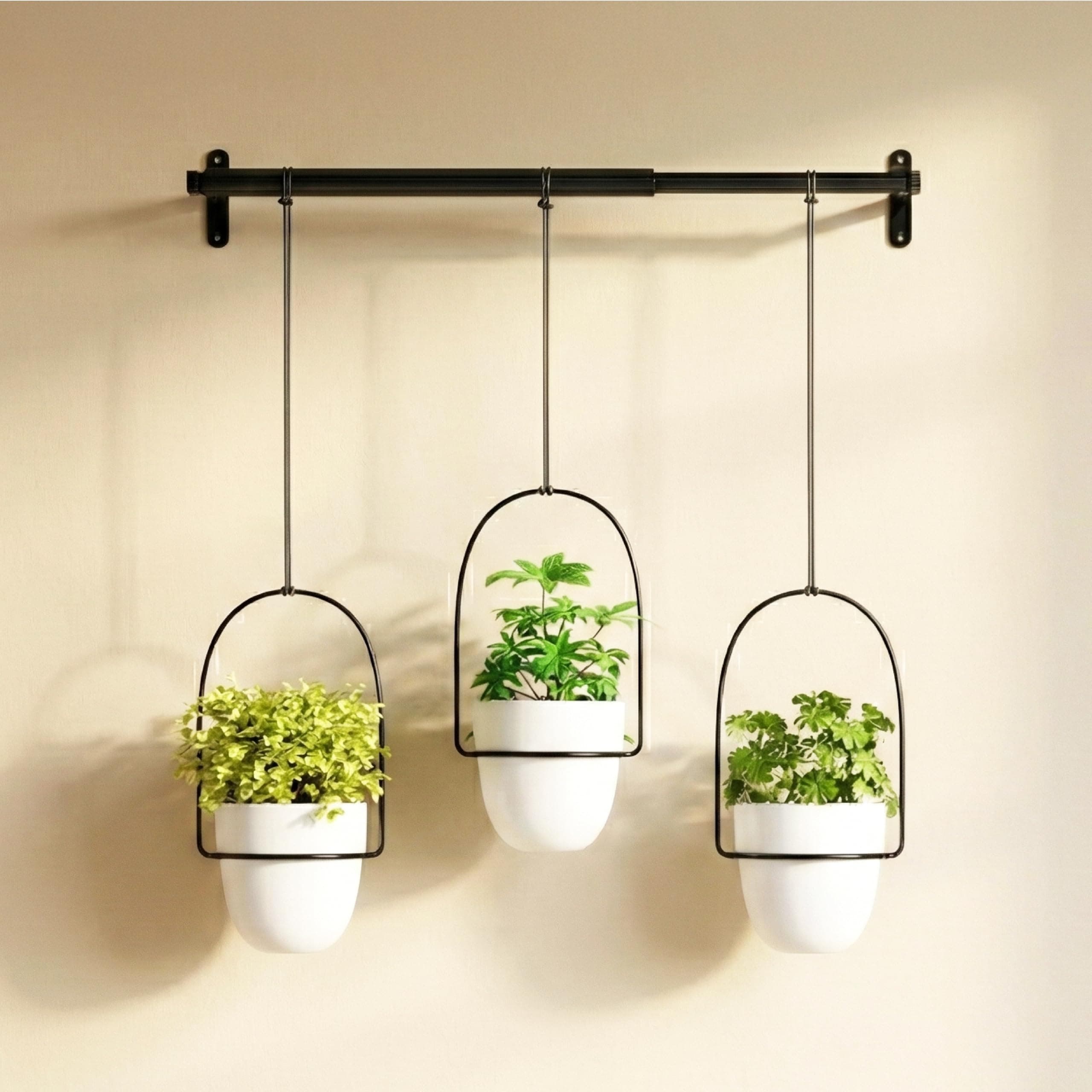 Lifelong Set of 3 Wall Hanging Plant Stand Home Decor Planters | Adjustable Height & Length| Decorative Indoor & Outdoor for Plants | Gamla, Pots for Home & Garden Decoration