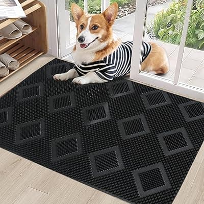 Rubber Door Mat (Black, Large) Mat,Rubber Stud Mat, Antimicrobial Room Mat Floor MaT
