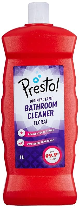Amazon Brand - Presto! Bathroom Cleaner | Floral | 1 Litre | Suitable For Bathroom Floors, Slabs, Wall Tiles, Sinks, Basins, Stainless Steel Taps & Shower Heads
