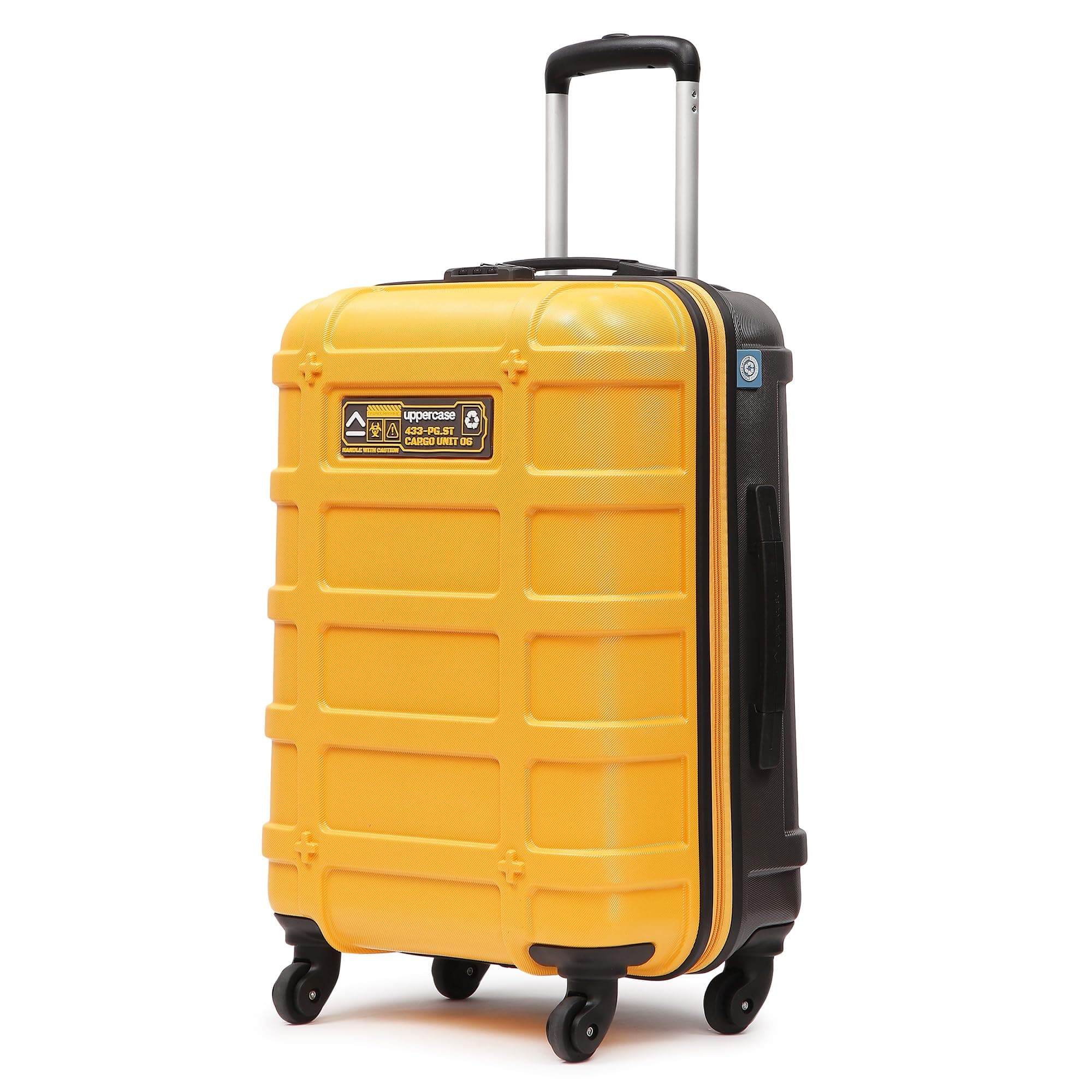 uppercase Cargo 66cm(Medium) CheckIn Trolley Bag DualTone Sustainable Hardsided Luggage Secure Combination Lock Scratchproof Surface Mesh ConviPack Suitcase 4 Spinner Wheel for Men & Women (Yellow)